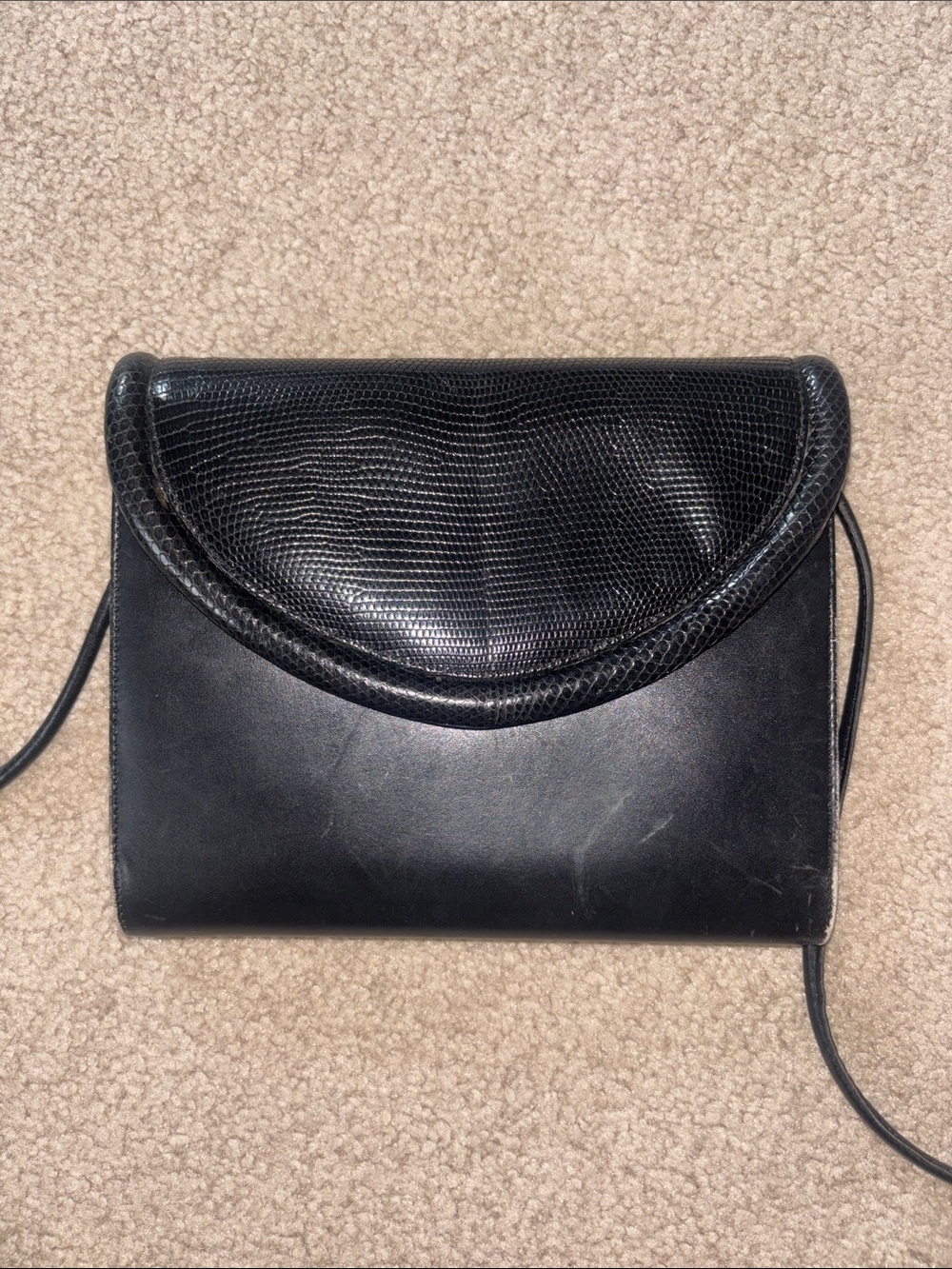 Neiman Marcus Vintage Black Leather Crossbody Bag